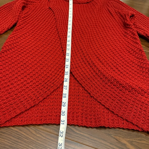 NWOT Cowlneck Overlap Knit Sweater Size Large Burgundy Wine Red Button Neck - Picture 5 of 8